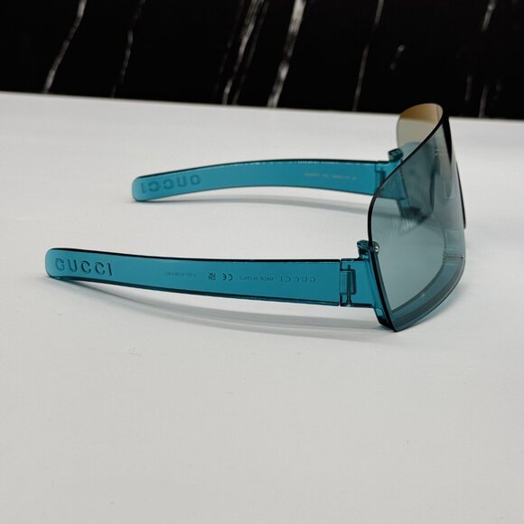 NEW GUCCI UNISEX LIGHT BLUE  GUCCI SHIELD SUNGLASSES GG1637S 001 - Picture 8 of 12